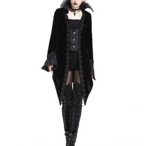 BLACK GOTHIC RETRO VELVET COAT
